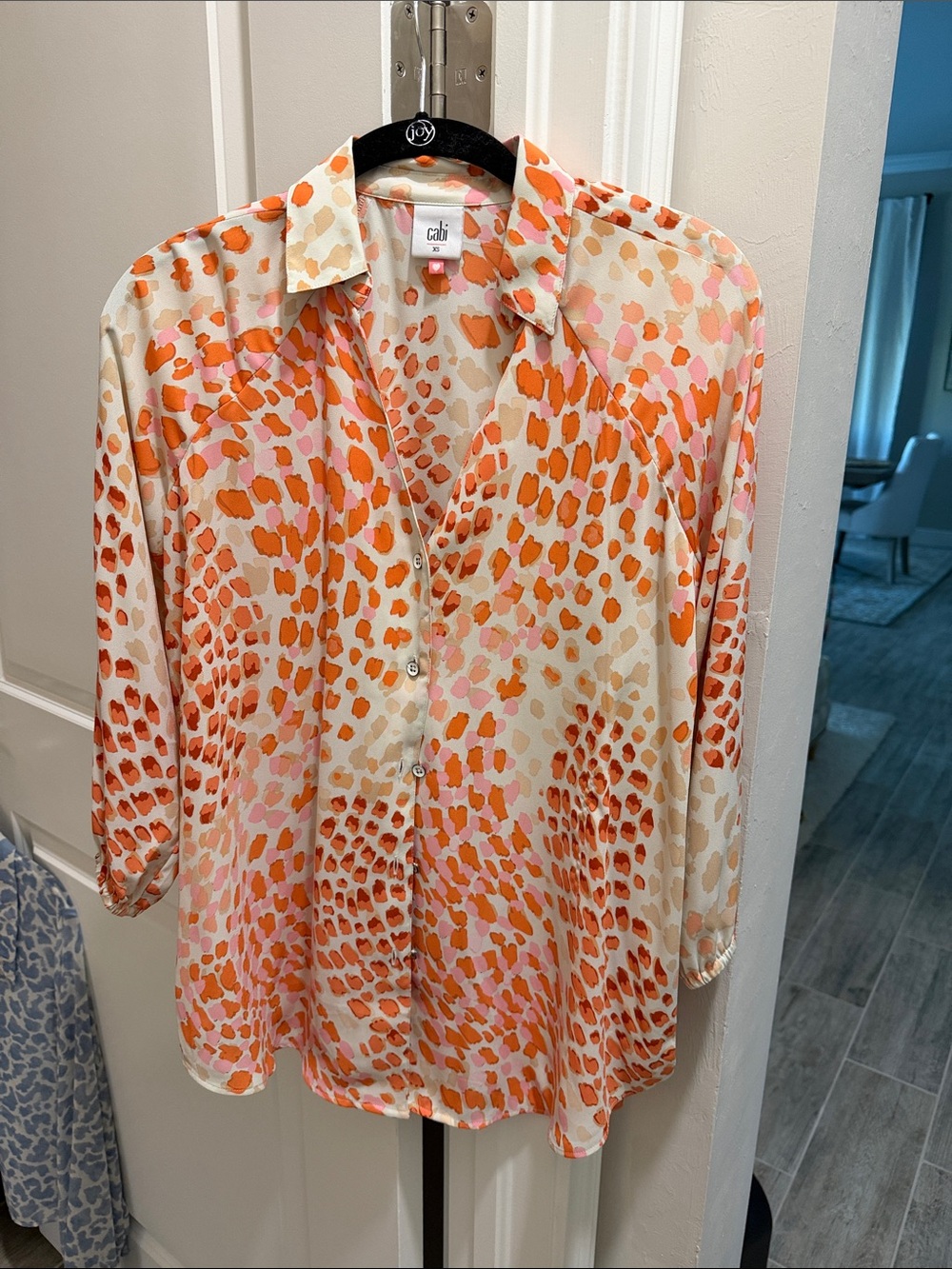 CAbi Orange, Pink and Cream Printed Button-Down Shirt